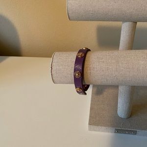 Stella and Dot Clover Single Wrap Leather Purple Bracelet